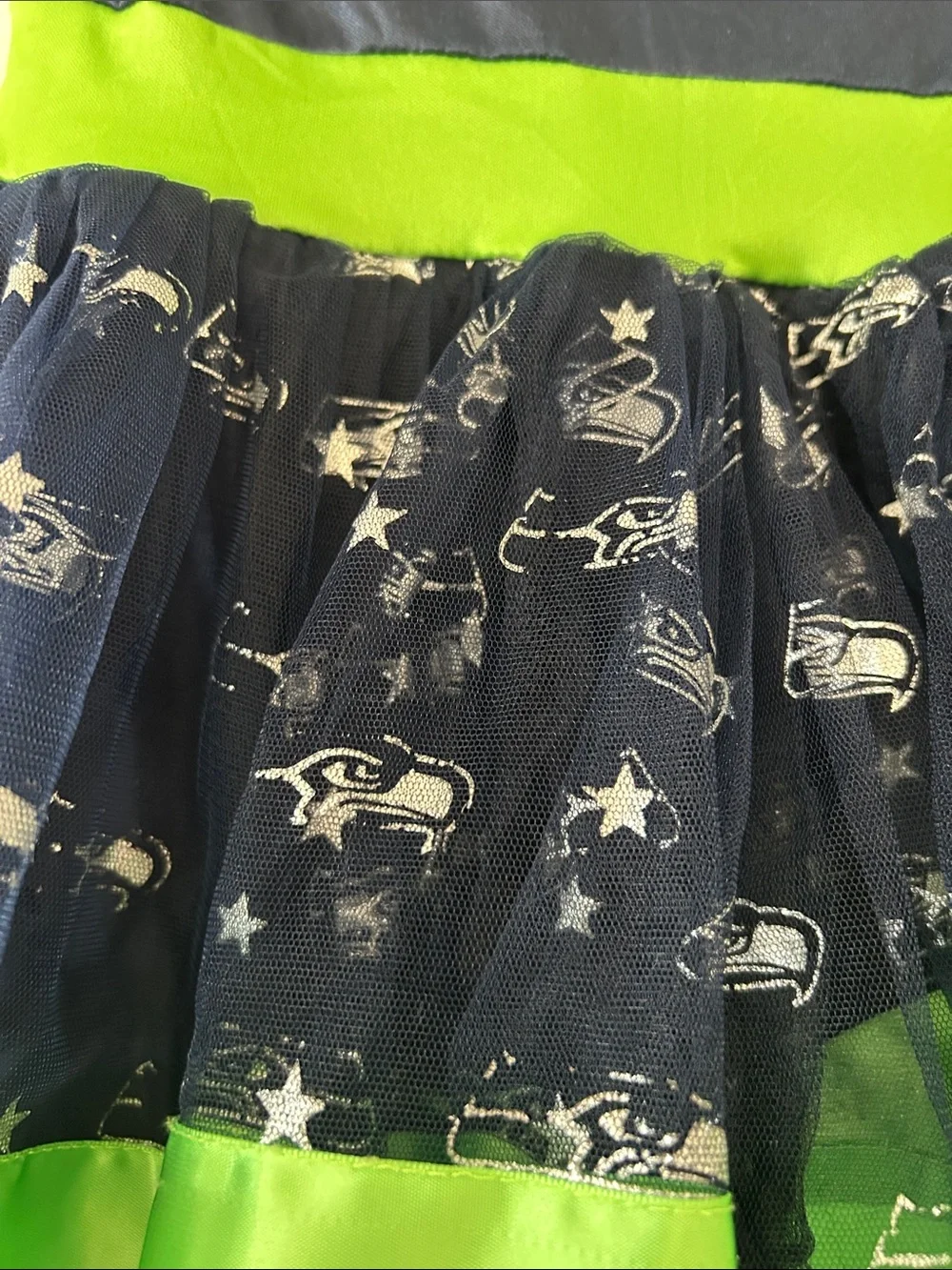 NFL Seattle Seahawks Tailgate Tutu Dress Sz Small w MEASUREMENTS Tulle Skirt